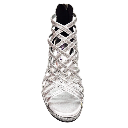 INTRIGO (780) - Women's Shoe in Silver Glitter with Wide Stiletto Heel Coated in Silver Glitter and Confort Flex Platform