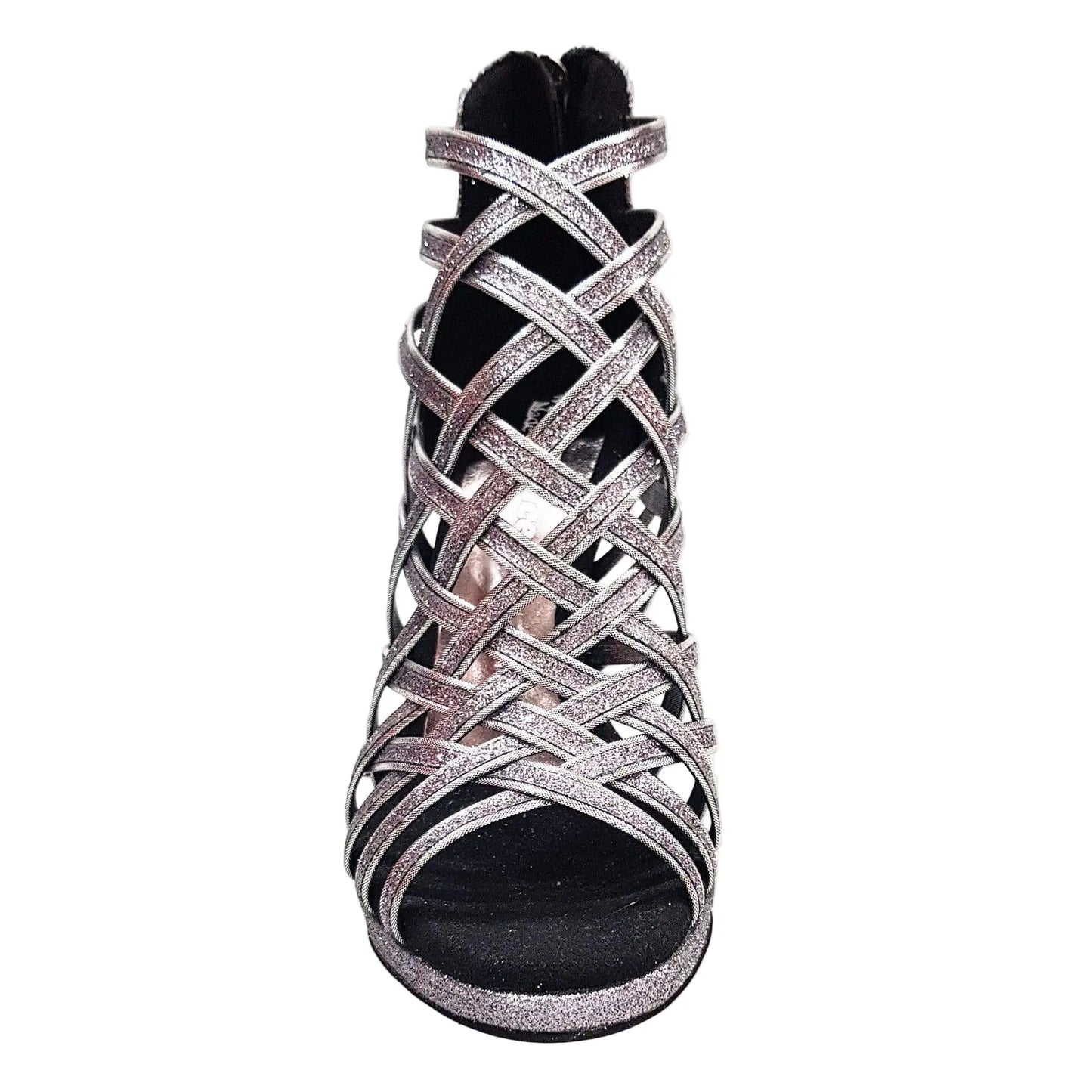 Scarpa da donna Intrigo 780 Wish Dance Shop in glitter carbon con tacco a spillo e plateau, vista frontale.