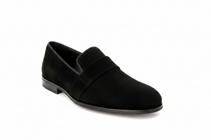 Mocassino da uomo Jackson Wish Dance Shop in camoscio nero con fodera in vera pelle italiana, frontale e dettagliato