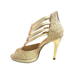 Carica immagine nella Galleria, Lussuria (779) - Scarpa da Donna in Pizzo Oro con Plateau e Tacco a Spillo e Plateau
