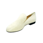 Load image into Gallery viewer, Serse (800) - Men's Moccasin in Silk Fabric Ivory Worked Gold elis
