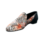 Load image into Gallery viewer, Serse (800B) - Men's Moccasin in Red Jungle Patterned Fabric with Black Suede Heel
