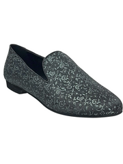 Carica immagine nella Galleria, Serse (800) - Mocassino da Uomo in Tessuto Veneziano Fiorato Verde Scuro