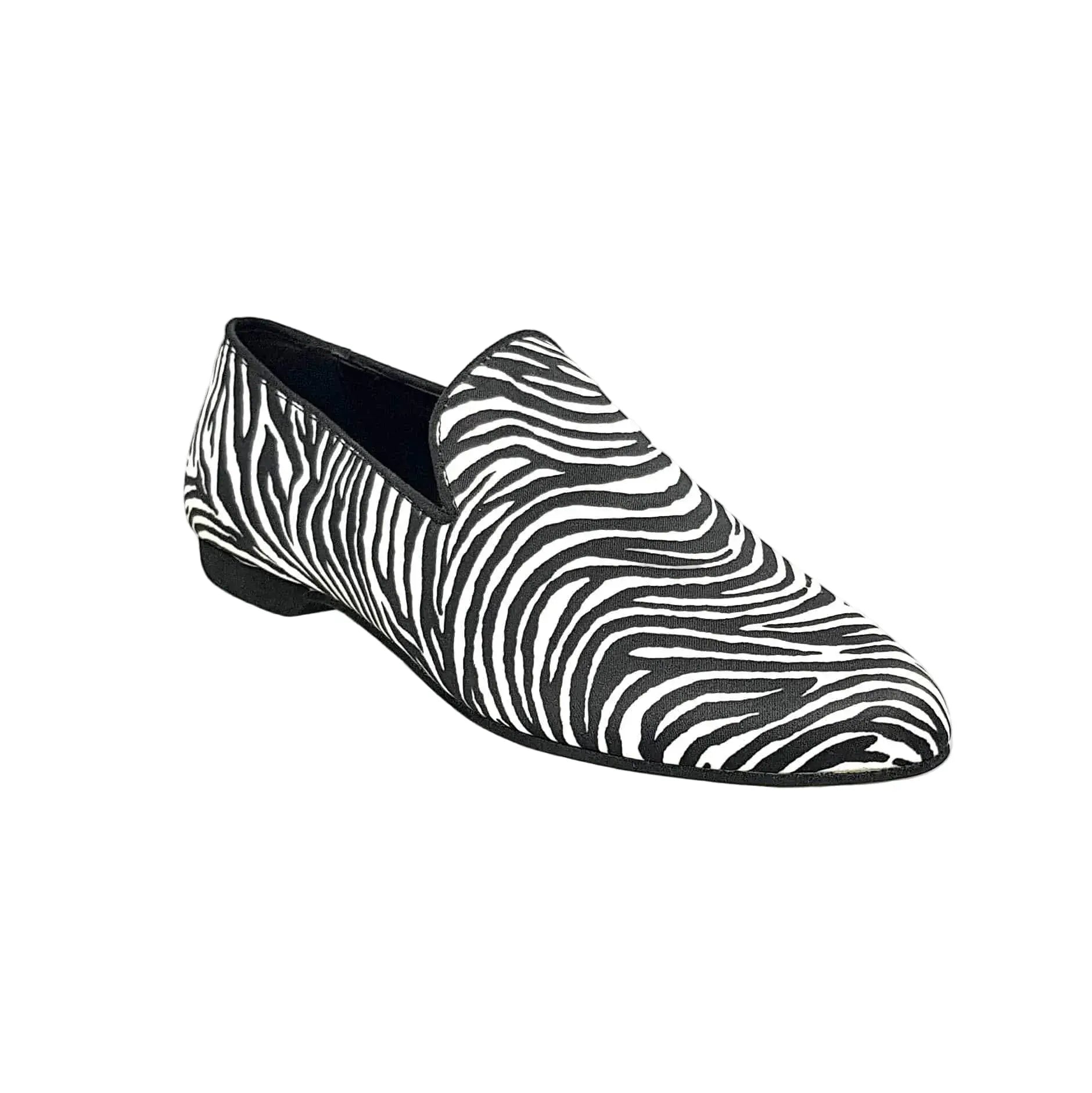Scarpa mocassino da uomo Serse (800) in raso seta zebrato, stile elegante e alla moda, marca Wish Dance Shop