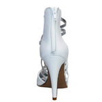 Load image into Gallery viewer, Natalia (360) - Woman&#39;s High Sandal in White Leather and Silver Leather
