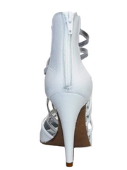 Load image into Gallery viewer, Natalia (360) - Woman&#39;s High Sandal in White Leather and Silver Leather
