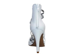 Natalia (360) - Woman's High Sandal in White Leather and Silver Leather