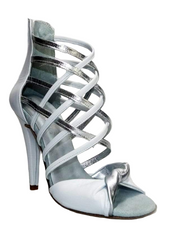 Load image into Gallery viewer, Natalia (360) - Woman&#39;s High Sandal in White Leather and Silver Leather
