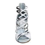 Load image into Gallery viewer, Natalia (360) - Woman&#39;s High Sandal in White Leather and Silver Leather
