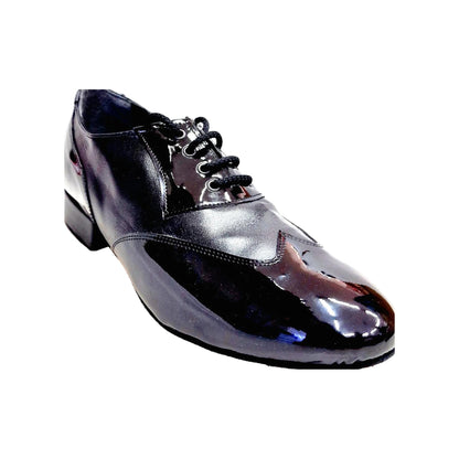 Scarpa da uomo Wish Dance Shop COTISO 108N Oxford in vernice e pelle nera, con lacci e stile classico a coda di rondine