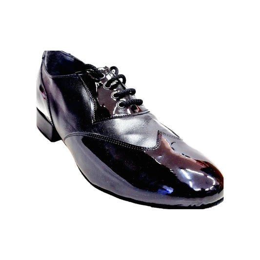 Scarpa da uomo Wish Dance Shop COTISO 108N Oxford in vernice e pelle nera, con lacci e stile classico a coda di rondine