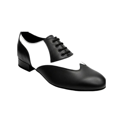 Scarpa stringata COTISO (108N) Wish Dance Shop in pelle nera e bianca, modello Oxford con coda di rondine, vista frontale