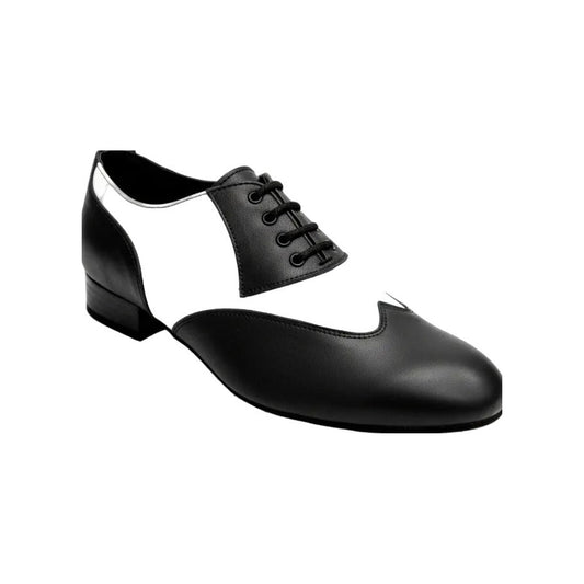 Scarpa stringata COTISO (108N) Wish Dance Shop in pelle nera e bianca, modello Oxford con coda di rondine, vista frontale