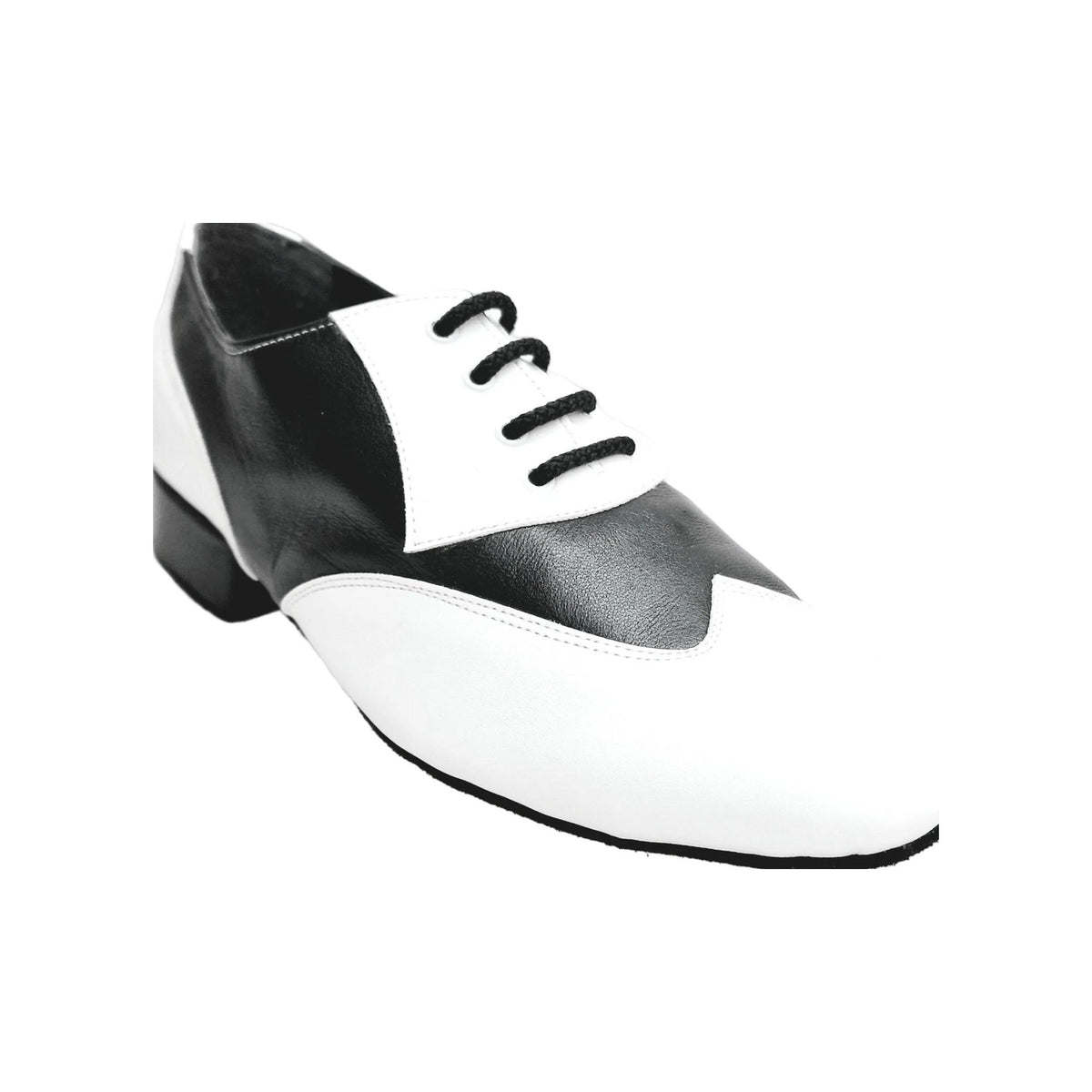 Stringata a Coda di Rondine Mod. Oxford in Pelle Bianca e Pelle Nera COTISO Wish Dance, vista laterale