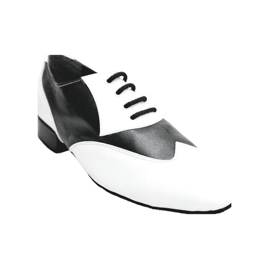 Stringata a Coda di Rondine Mod. Oxford in Pelle Bianca e Pelle Nera COTISO Wish Dance, vista laterale