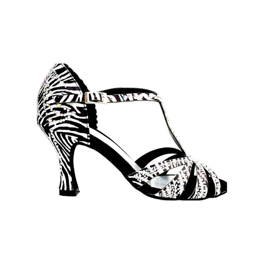 Scarpa da ballo ZEBRY Superb (L1) in raso di seta con dettagli Swarovski e tacco a rocchetto, stile elegante e raffinato