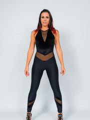 Load image into Gallery viewer, VEGA Venice (Black) - Jumpsuit Ciniglia Bielastica Nera Sopra e Microfibra Traspirante Nera Bielastica Modellante Contenitiva Containment sotto
