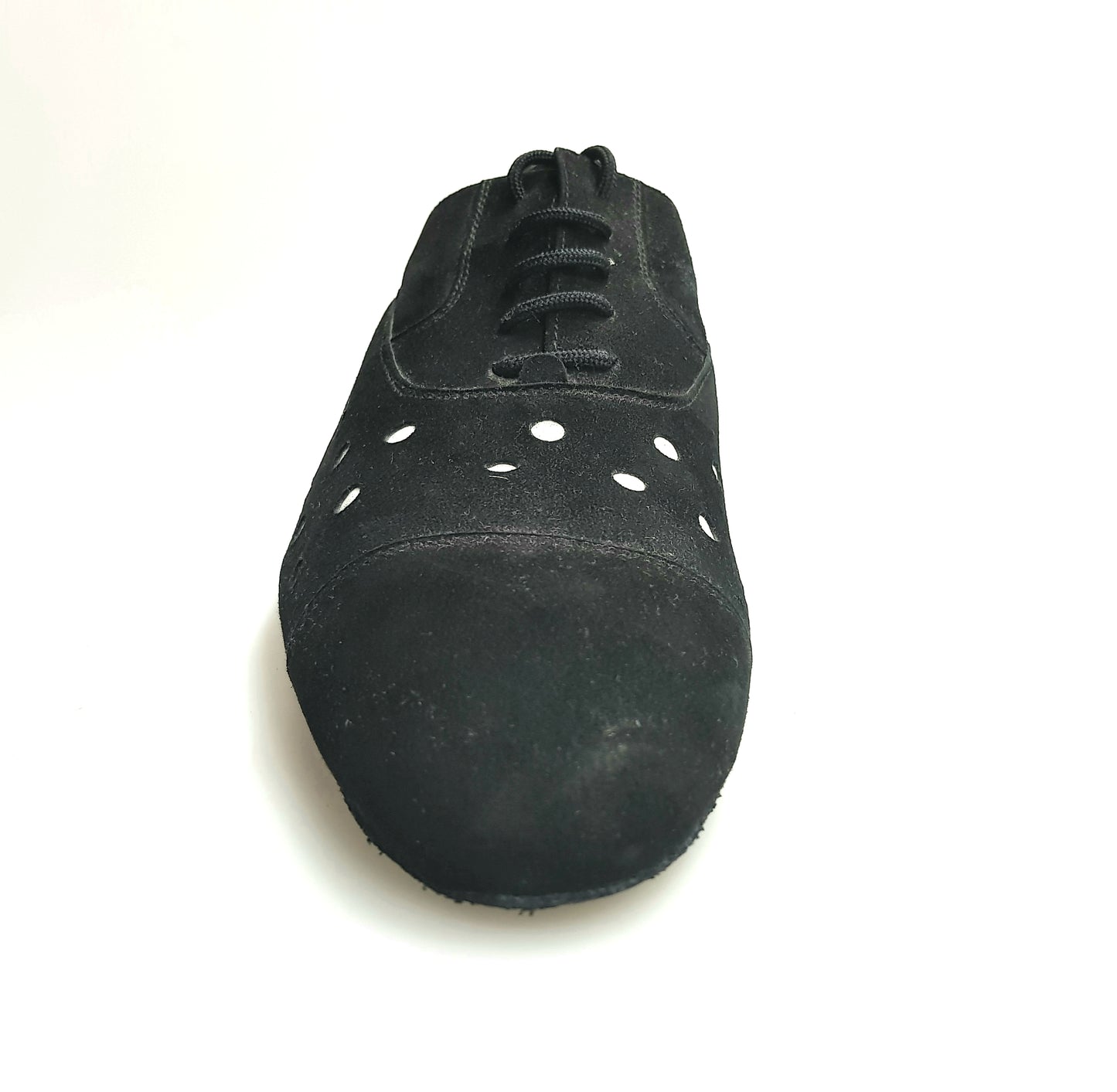 Scarpa da uomo Vasco Movida by WISH DANCE in camoscio nero con pois bianchi, elegante e alla moda.