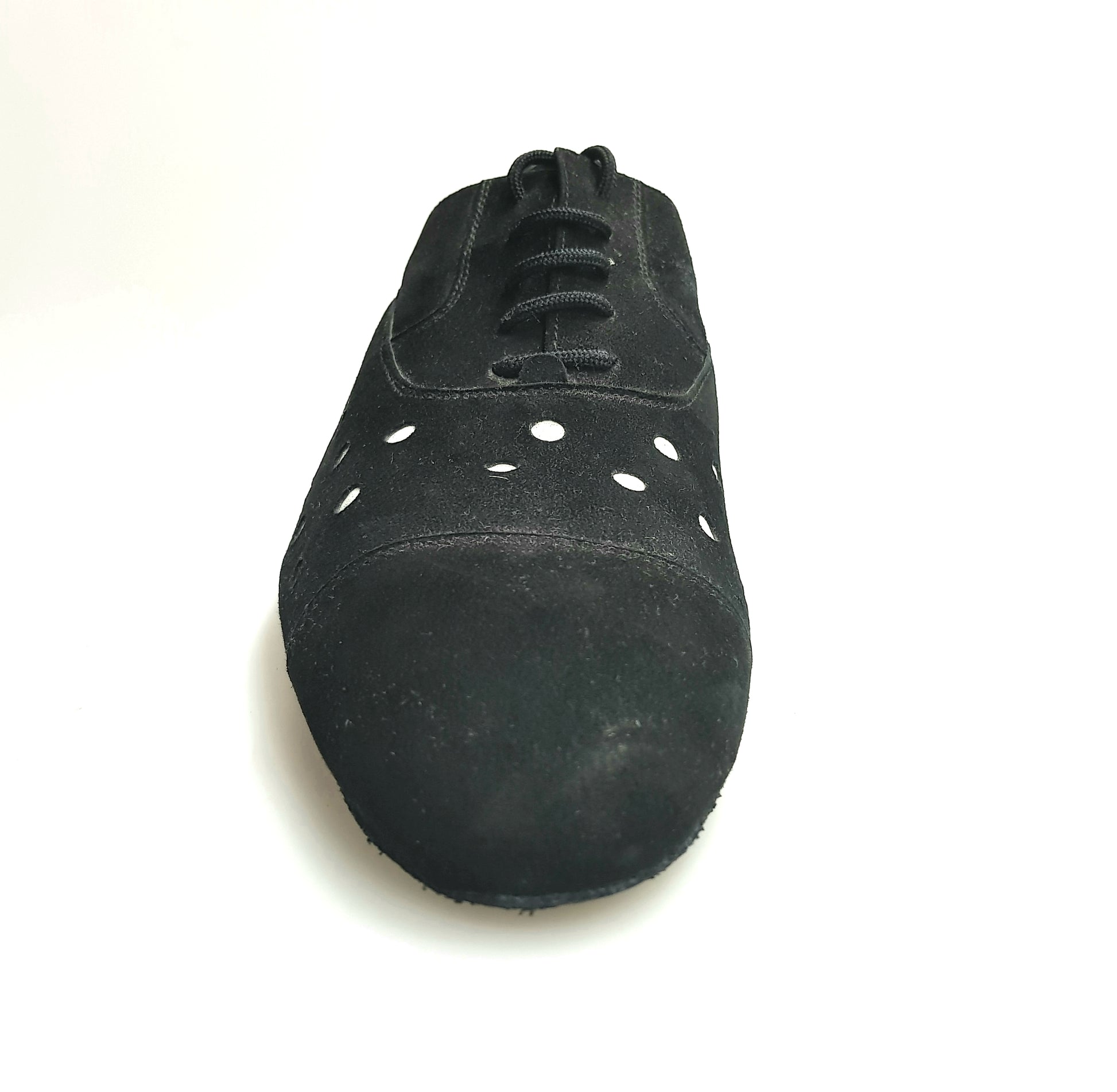 Scarpa da uomo Vasco Movida by WISH DANCE in camoscio nero con pois bianchi, elegante e alla moda.