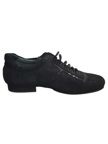 Scarpa Daniel Movida by Wish Dance, sneaker in camoscio nero Millennium con inserti vernice nera, dettaglio di design elegante.