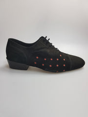 Load image into Gallery viewer, Vasco (Movida by WISH DANCE) - Scarpa da Uomo camoscio Nero Pois camoscio Rosso
