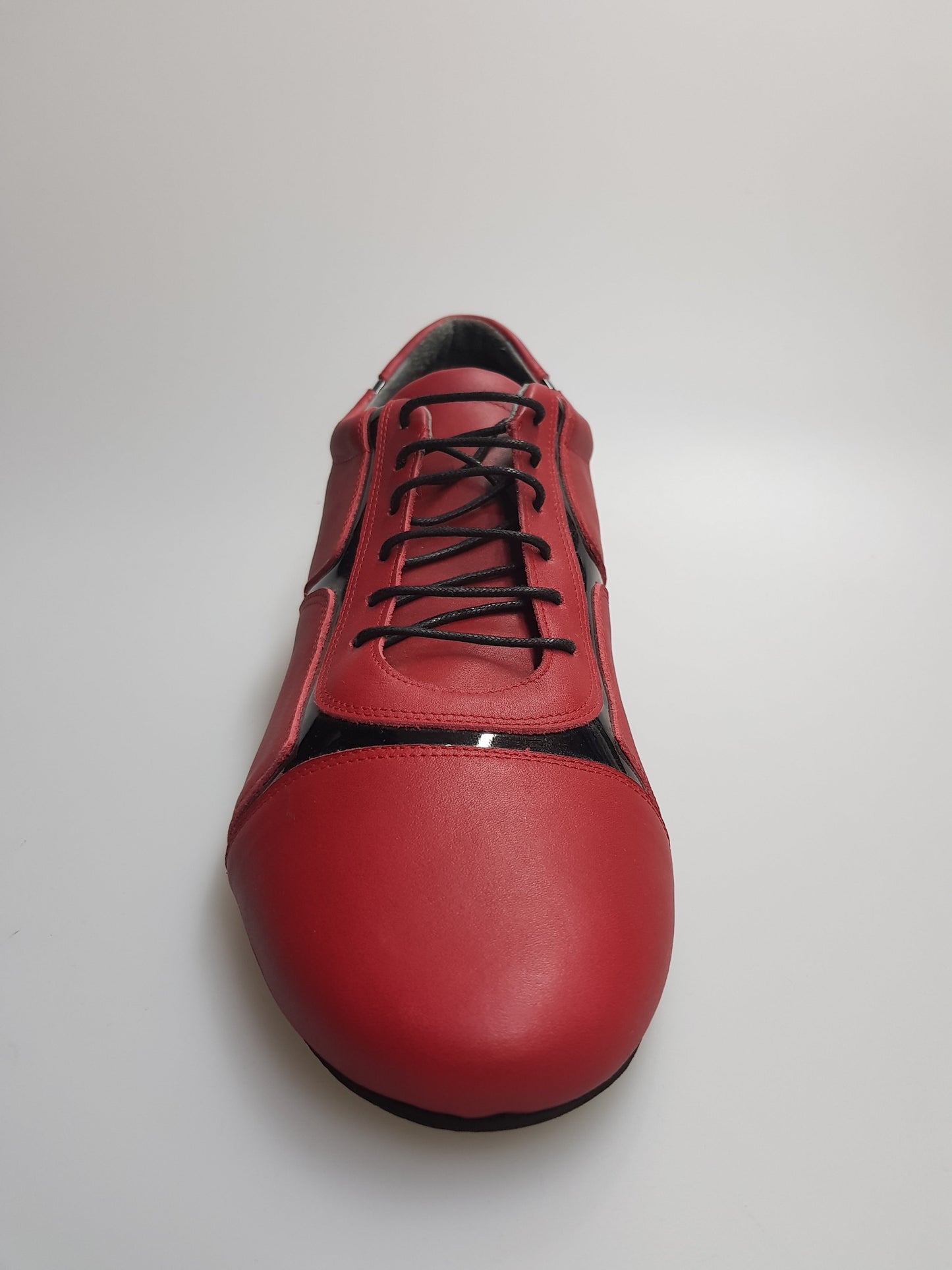 Scarpa Antony 115H da uomo in pelle rossa con inserti in vernice nera, sneaker trendy di Wish Dance Shop