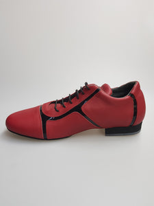 Antony 115H Sneaker - Scarpa da Uomo Pelle Rossa Inserti Vernice Nera