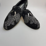 Load image into Gallery viewer, Lion Black Silver (800PJ) - Black Suede Moccasin for Men with Black / Silver Mini Studs and Silver Fangs
