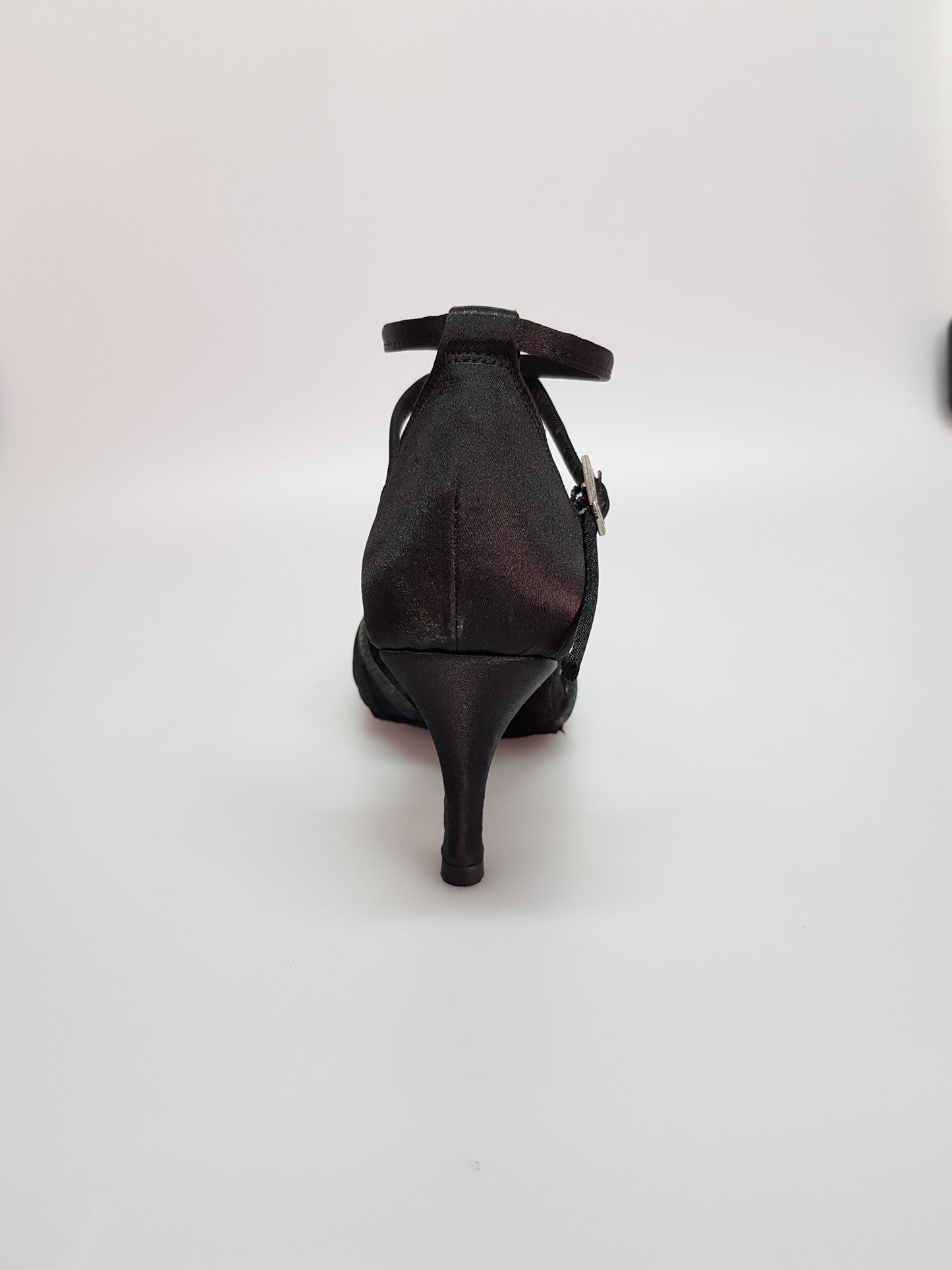 Scarpa da donna Wish Dance Shop Patty QB in raso nero con fascette, cinturino doppio e tacco largo a spillo basso, adatta al ballo