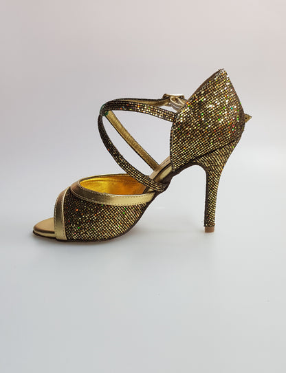 Sandalo donna Wendi/BO-N Wish Dance Shop in pelle e dettagli oro, stile elegante con suola in boreale oro.