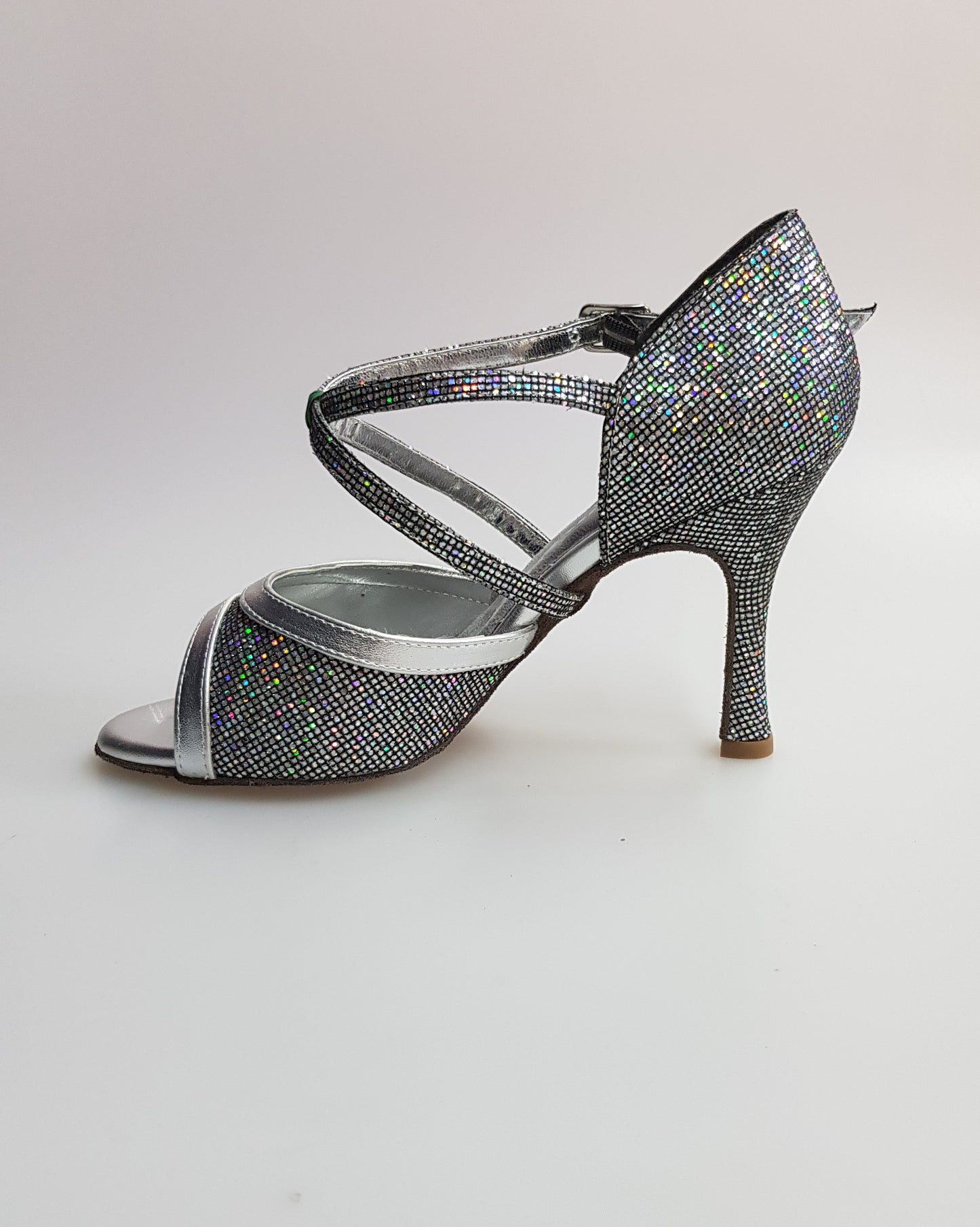 Sandalo donna Wendi/BO-N Wish Dance Shop in pelle argento e dettaglio boreale, con cinturino e suola in gomma, modello del 2016