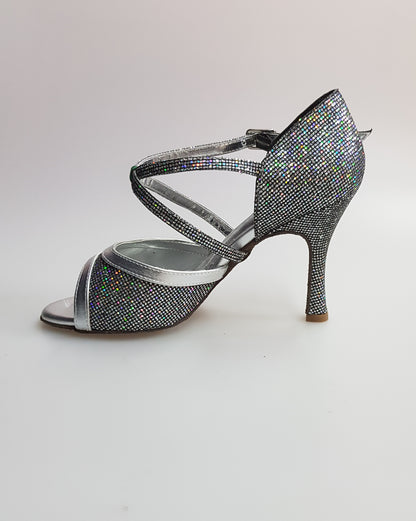 Sandalo donna Wendi/BO-N Wish Dance Shop in pelle argento e dettaglio boreale, con cinturino e suola in gomma, modello del 2016