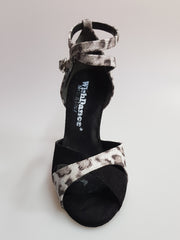 Load image into Gallery viewer, Elison QB - 32QB NA (1101) - Sandalo da Donna in Tessuto Maculato Grigio e Camoscio Nero
