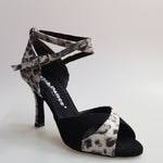 Load image into Gallery viewer, Elison QB - 32QB NA (1101) - Sandalo da Donna in Tessuto Maculato Grigio e Camoscio Nero
