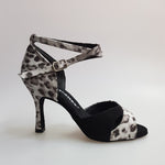 Load image into Gallery viewer, Elison QB - 32QB NA (1101) - Sandalo da Donna in Tessuto Maculato Grigio e Camoscio Nero
