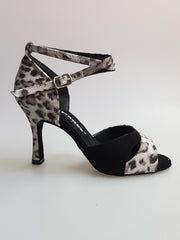 Load image into Gallery viewer, Elison QB - 32QB NA (1101) - Sandalo da Donna in Tessuto Maculato Grigio e Camoscio Nero
