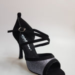 Load image into Gallery viewer, Wendi/BO-N (2016) Scarpa da Donna inCamoscio Nero e Glitter Grigio Carbon
