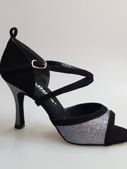 Load image into Gallery viewer, Wendi/BO-N (2016) Scarpa da Donna inCamoscio Nero e Glitter Grigio Carbon
