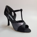 Carica immagine nella Galleria, 32QTN (1100) - Scarpa da Donna Raso Seta Nero e Glitter grigio carbon
