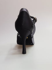 Load image into Gallery viewer, 32QTN (1100) - Women&#39;s Shoe in Black Satin Silk and Carbon gray Glitter
