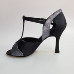 Carica immagine nella Galleria, 32QTN (1100) - Scarpa da Donna Raso Seta Nero e Glitter grigio carbon
