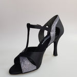 Carica immagine nella Galleria, 32QTN (1100) - Scarpa da Donna Raso Seta Nero e Glitter grigio carbon
