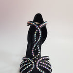 Carica immagine nella Galleria, Infinity (BI-Flex) - Scarpa Da Donna in Raso Seta Nero con Swarovski Parziali solo avanti e Fondo Extraflex Competition
