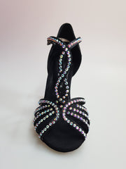 Load image into Gallery viewer, Infinity (BI-Flex) - Scarpa Da Donna in Raso Seta Nero con Swarovski Parziali solo avanti e Fondo Extraflex Competition
