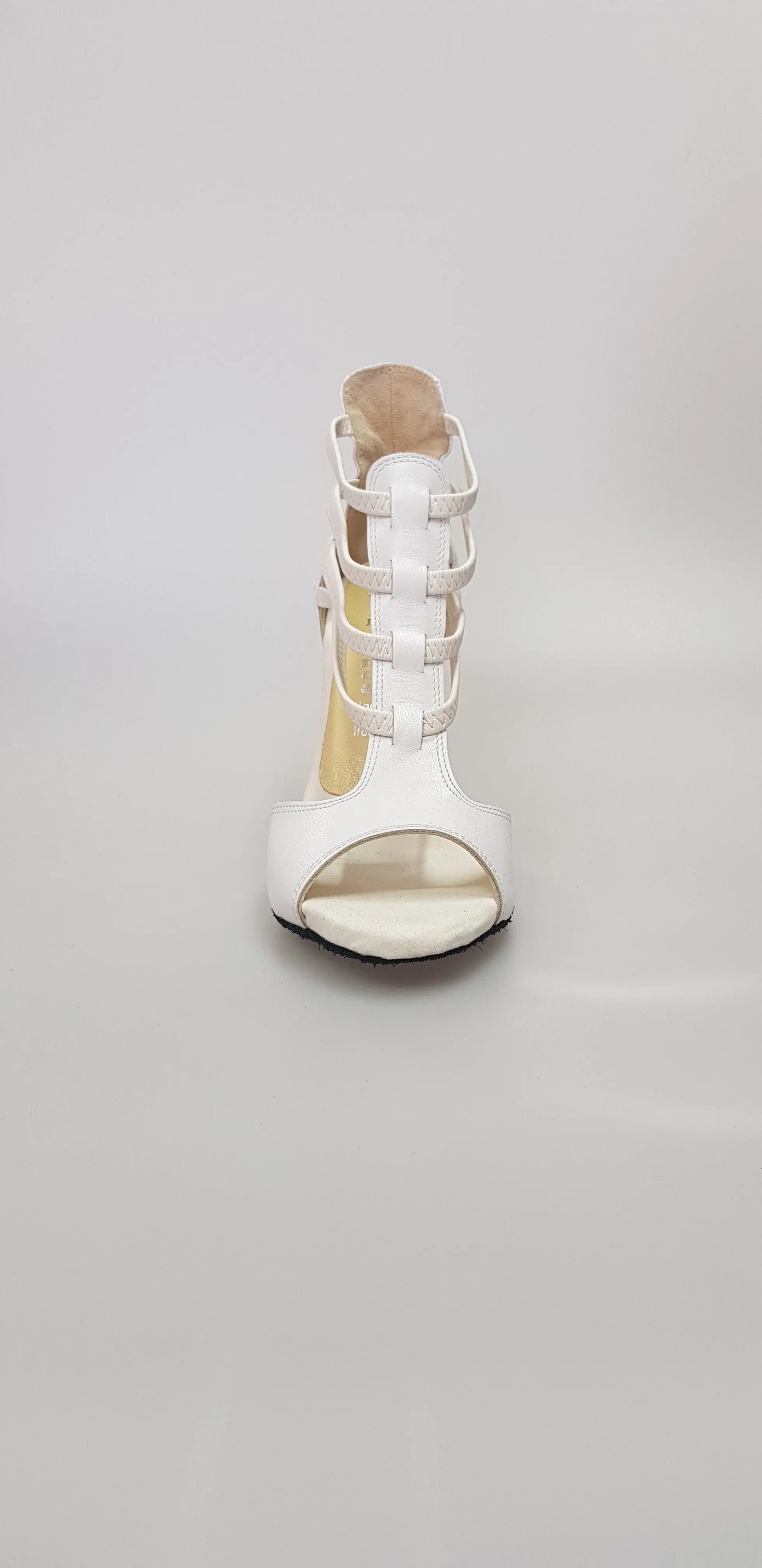 Sandalo da donna Lilith (460) in pelle bianca, scarpa Wish Dance Shop con cinturino e suola piatta.