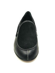 Carica immagine nella Galleria, ROMEO (800K) - Mocassino Pelle Nera Camoscio Nero cuciture bianche Foderato in Pelle Nera
