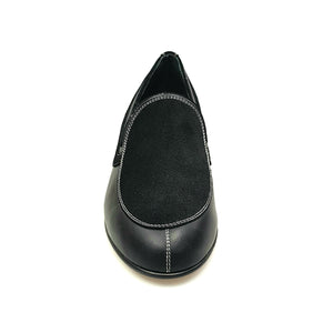ROMEO (800K) - Mocassino Pelle Nera Camoscio Nero cuciture bianche Foderato in Pelle Nera