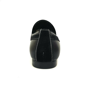 ROMEO (800K) - Mocassino Pelle Nera Camoscio Nero cuciture bianche Foderato in Pelle Nera
