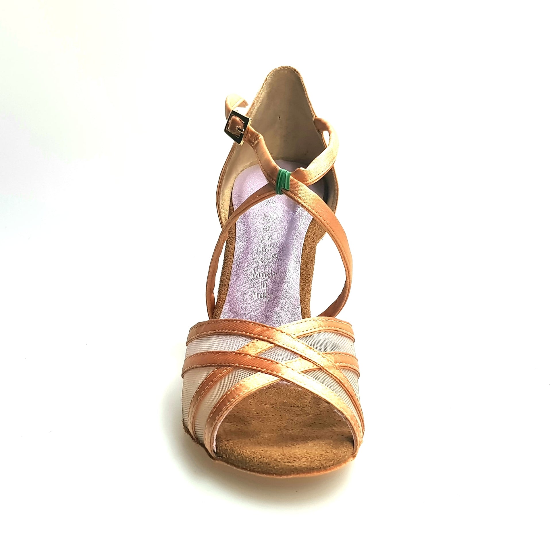 Scarpa donna Wishdance Melany QC in raso carne con retina, cinturino incrociato e tacco spillo, dettaglio elegante e femminile