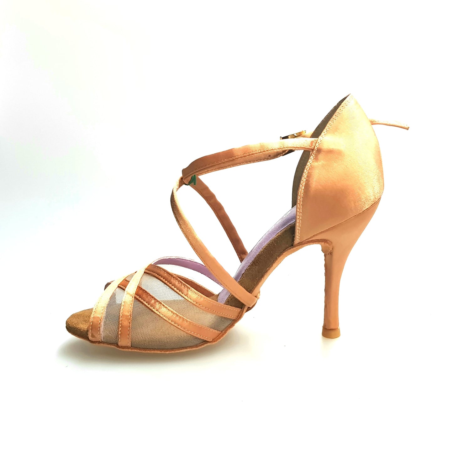 Scarpa Wishdance Melany QC da donna in raso carne con retina, cuscino memorex e cinturino incrociato sul collo, tacco spillo